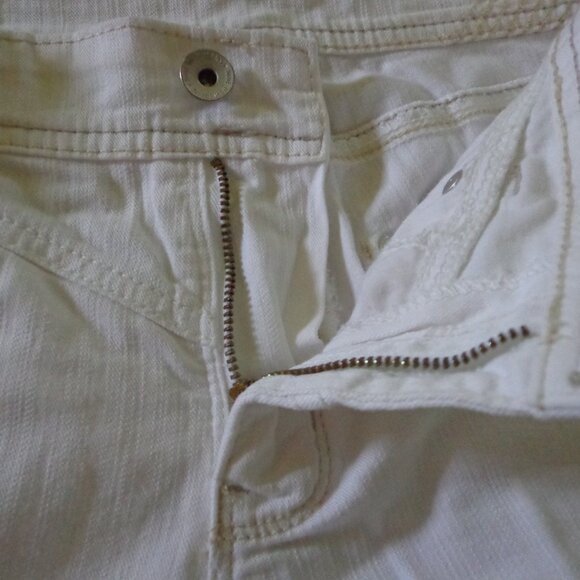 Nine West Bootcut Pants 2 White/Tan Stitching Zip/Button Closure Pockets - Picture 6 of 13